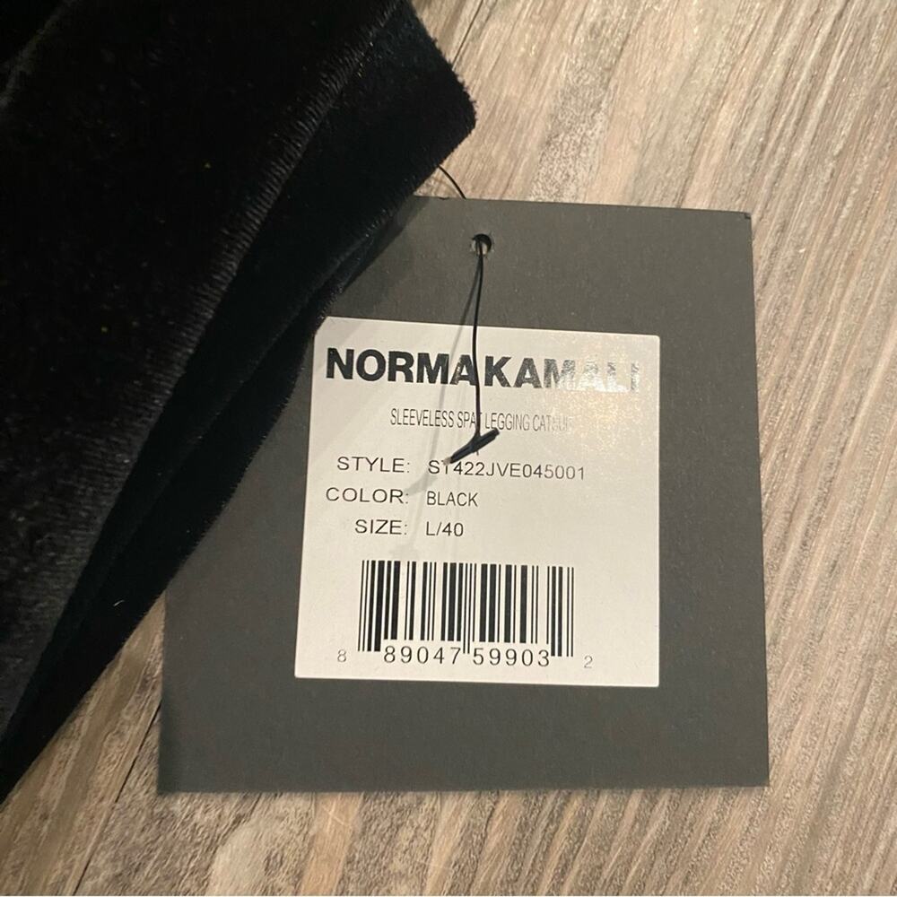 Norma Kamali Crushed Velvet Split Hem Sleeveless Cat Suit Jumpsuit - Picture 5 of 5